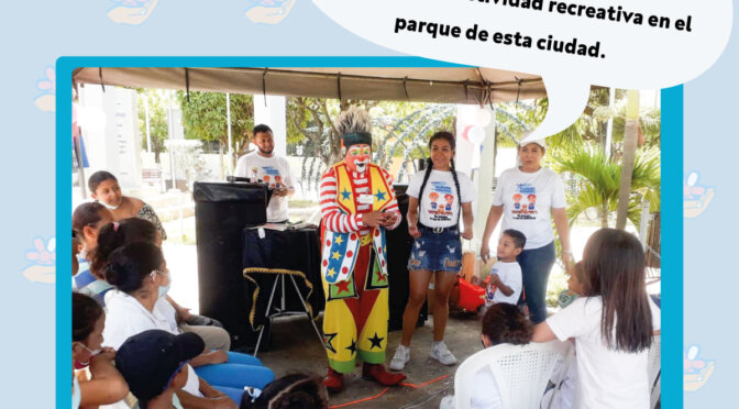 Padres y madres de Los Pipitos del CAV de Rivas, concientizando sobre el autismo en una actividad recreativa en el parque central de esta ciudad.